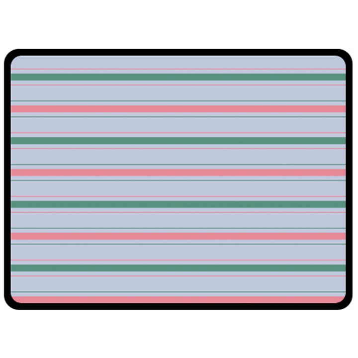 Horizontal Line Green Pink Gray Double Sided Fleece Blanket (Large) 