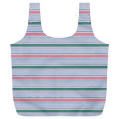 Horizontal Line Green Pink Gray Full Print Recycle Bags (l) 