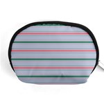 Horizontal Line Green Pink Gray Accessory Pouches (Medium)  Front