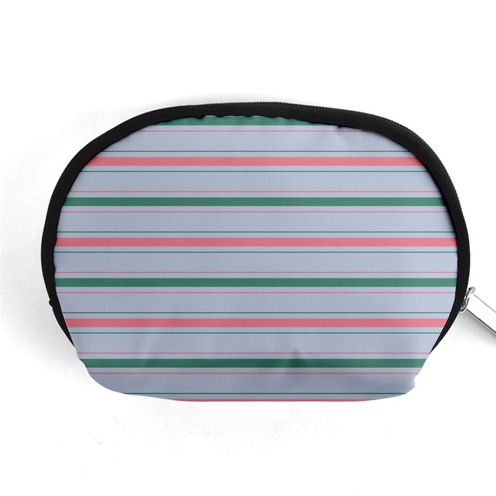 Horizontal Line Green Pink Gray Accessory Pouches (Medium) 