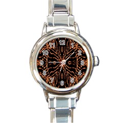 Golden Fire Pattern Polygon Space Round Italian Charm Watch