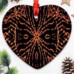 Golden Fire Pattern Polygon Space Ornament (heart) by Mariart