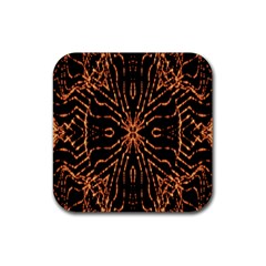 Golden Fire Pattern Polygon Space Rubber Coaster (square)  by Mariart