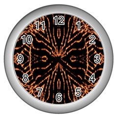 Golden Fire Pattern Polygon Space Wall Clocks (silver) 