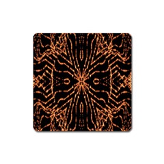 Golden Fire Pattern Polygon Space Square Magnet