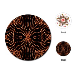 Golden Fire Pattern Polygon Space Playing Cards (round)  by Mariart