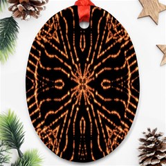 Golden Fire Pattern Polygon Space Oval Ornament (two Sides) by Mariart