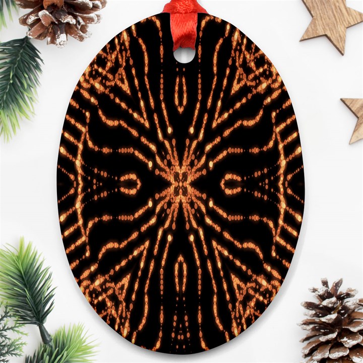 Golden Fire Pattern Polygon Space Oval Ornament (Two Sides)