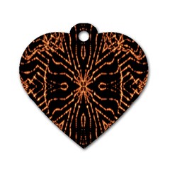 Golden Fire Pattern Polygon Space Dog Tag Heart (one Side)