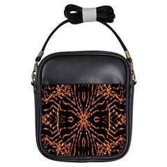 Golden Fire Pattern Polygon Space Girls Sling Bags by Mariart