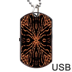 Golden Fire Pattern Polygon Space Dog Tag Usb Flash (one Side)