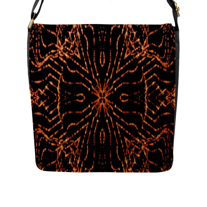 Golden Fire Pattern Polygon Space Flap Messenger Bag (L) 