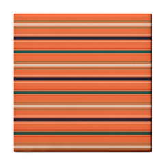 Horizontal Line Orange Tile Coasters