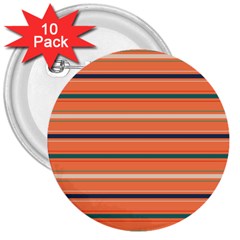 Horizontal Line Orange 3  Buttons (10 Pack)  by Mariart