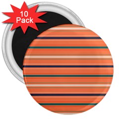 Horizontal Line Orange 3  Magnets (10 Pack)  by Mariart