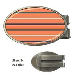 Horizontal Line Orange Money Clips (oval)  by Mariart