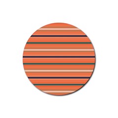 Horizontal Line Orange Rubber Coaster (round)  by Mariart