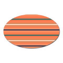 Horizontal Line Orange Oval Magnet by Mariart