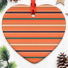 Horizontal Line Orange Heart Ornament (two Sides) by Mariart