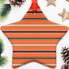 Horizontal Line Orange Star Ornament (two Sides) by Mariart