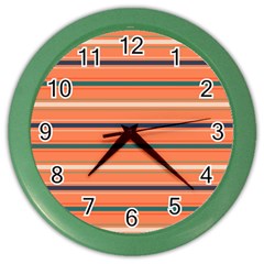 Horizontal Line Orange Color Wall Clocks by Mariart