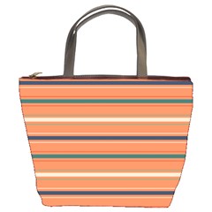 Horizontal Line Orange Bucket Bags