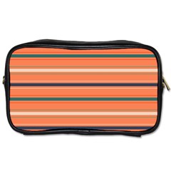 Horizontal Line Orange Toiletries Bags by Mariart