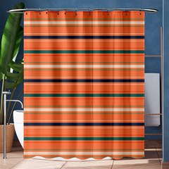 Horizontal Line Orange Shower Curtain 60  X 72  (medium)  by Mariart