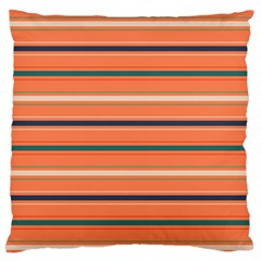 Horizontal Line Orange Large Cushion Case (one Side) by Mariart