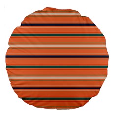 Horizontal Line Orange Large 18  Premium Round Cushions