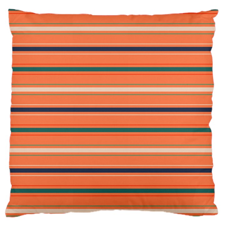 Horizontal Line Orange Large Flano Cushion Case (Two Sides)