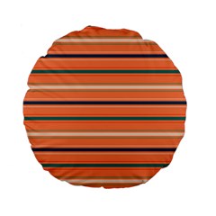 Horizontal Line Orange Standard 15  Premium Flano Round Cushions by Mariart