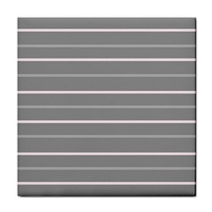 Horizontal Line Grey Pink Tile Coasters by Mariart