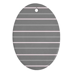 Horizontal Line Grey Pink Ornament (oval) by Mariart