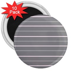 Horizontal Line Grey Pink 3  Magnets (10 Pack)  by Mariart