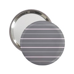 Horizontal Line Grey Pink 2 25  Handbag Mirrors