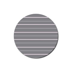 Horizontal Line Grey Pink Rubber Coaster (round)  by Mariart