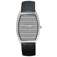 Horizontal Line Grey Pink Barrel Style Metal Watch by Mariart