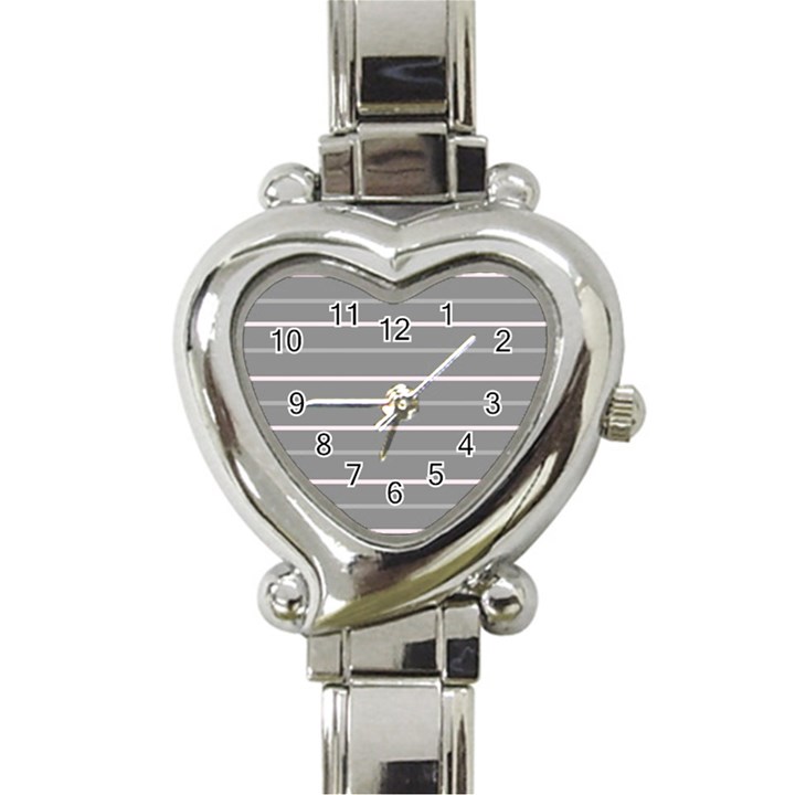 Horizontal Line Grey Pink Heart Italian Charm Watch