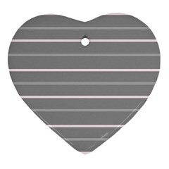 Horizontal Line Grey Pink Heart Ornament (two Sides) by Mariart