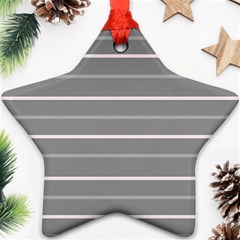 Horizontal Line Grey Pink Star Ornament (two Sides) by Mariart