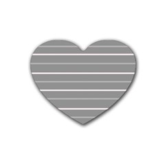 Horizontal Line Grey Pink Rubber Coaster (heart)  by Mariart