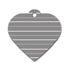 Horizontal Line Grey Pink Dog Tag Heart (one Side)