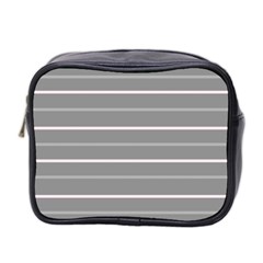 Horizontal Line Grey Pink Mini Toiletries Bag 2-side