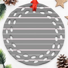 Horizontal Line Grey Pink Ornament (round Filigree)