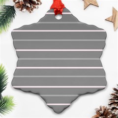 Horizontal Line Grey Pink Snowflake Ornament (two Sides)