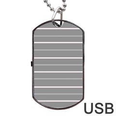 Horizontal Line Grey Pink Dog Tag Usb Flash (one Side) by Mariart