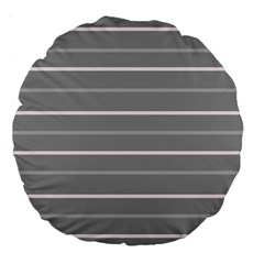 Horizontal Line Grey Pink Large 18  Premium Round Cushions by Mariart