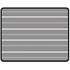 Horizontal Line Grey Pink Double Sided Fleece Blanket (medium)  by Mariart