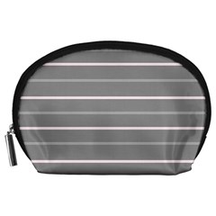 Horizontal Line Grey Pink Accessory Pouches (large)  by Mariart